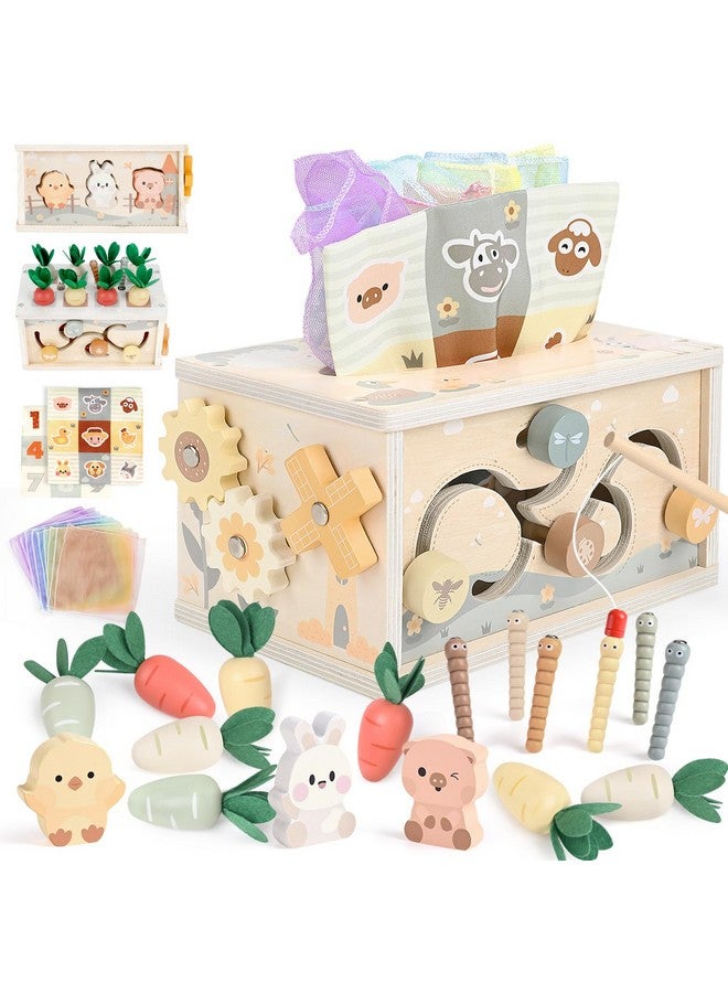 DINORUN Baby Tissue Box Toy - Baby Toys 18 Months 2 3 4 Years Montessori Toys for Babies 18 Months with Crinkle, Infant Activity Cube Sensory Christmas Stocking Stuffers Learning Toy for 2 3 4 Years - Image 1