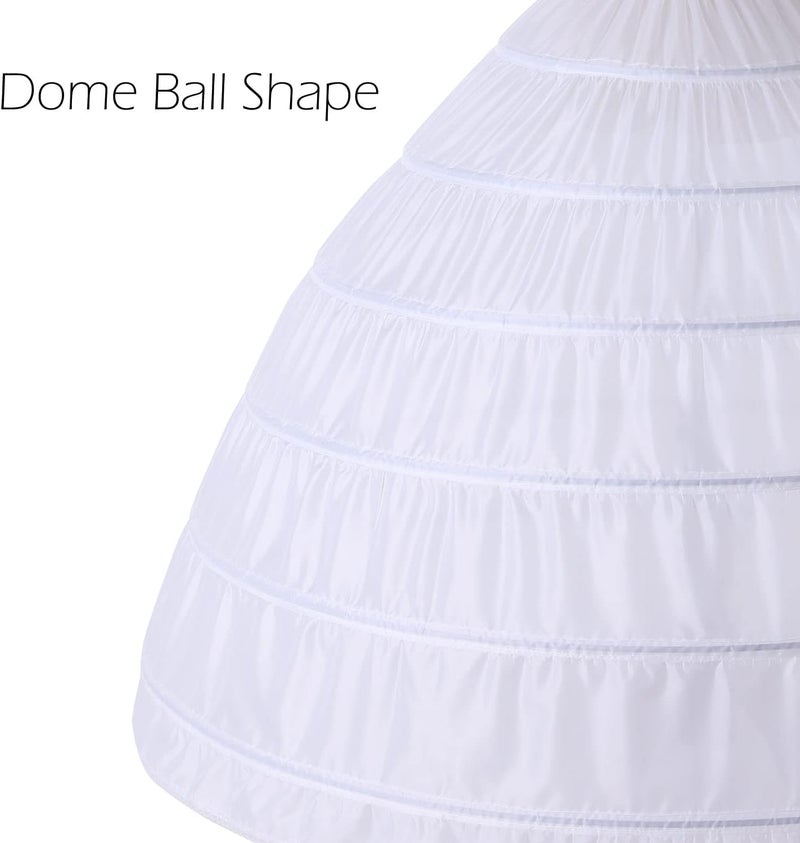 AWSALE Full A-line 6 Hoop Crinoline Petticoat Underskirt for Women Wedding Dress WPT146 White - Image 5