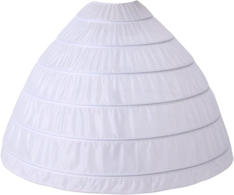 AWSALE Full A-line 6 Hoop Crinoline Petticoat Underskirt for Women Wedding Dress WPT146 White - Image 1