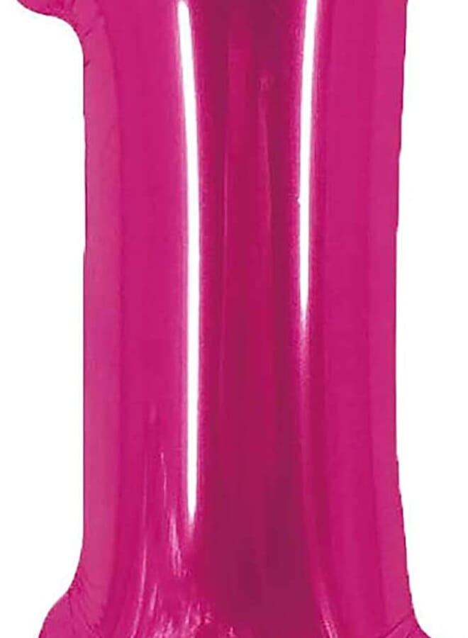 Party Time 1 Number Foil Balloons Pink - Image 2