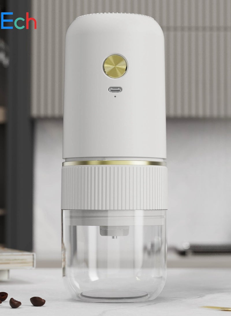Electric Coffee Grinder, Rechargeable Automatic Coffee grinder with 25g Capacity,Coarseness Adjustable Conical Burr Coffee Grinder with Crank for Travel, Camping, Office, Espresso, Pour Over, etc