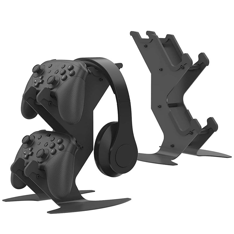 DOYO حامل وحدة التحكم وحامل سماعات الرأس، حامل وحدة التحكم للألعاب لجهاز Xbox One، PS4، PS5، Xbox Series X/S، Switch، PC، سماعة رأس، حامل سماعة رأس معدني من الألمنيوم، منظم عالمي لملحقات الألعاب - Image 1