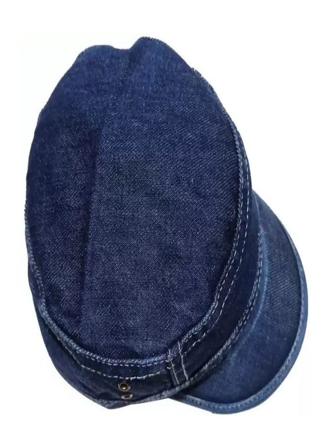 ATABZ Captain Plain Blue Short Men Caps & Hats for Running,Gym,Cricket,Baseball caps & Hats Stylish Flat Jeans caps - Image 3