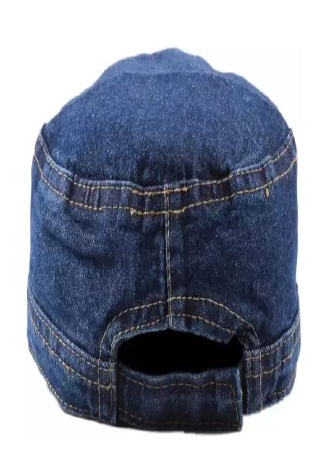 ATABZ Captain Plain Blue Short Men Caps & Hats for Running,Gym,Cricket,Baseball caps & Hats Stylish Flat Jeans caps - Image 4
