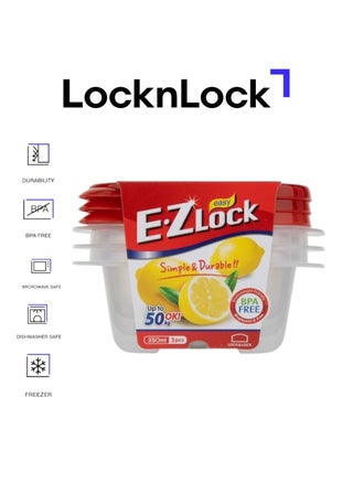 LocknLock EzLock Square Container Set - 250ml (Set of 3), Clear Base, Stackable, Microwave-Safe - pzsku/Z27E847971A4A52567294Z/45/1748505726/be427987-8051-48ab-ba06-3477a236f09d