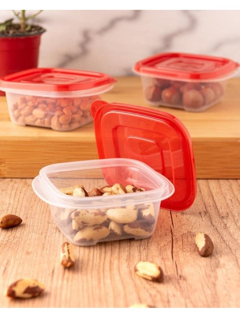LOCK & LOCK LocknLock EzLock Square Container Set - 250ml (Set of 3), Clear Base, Stackable, Microwave-Safe  - Image 3