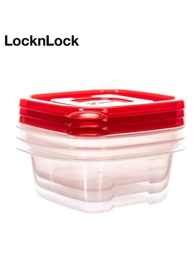 LOCK & LOCK - LocknLock EzLock Square Container Set - 250ml (Set of 3), Clear Base, Stackable, Microwave-Safe - Image 1