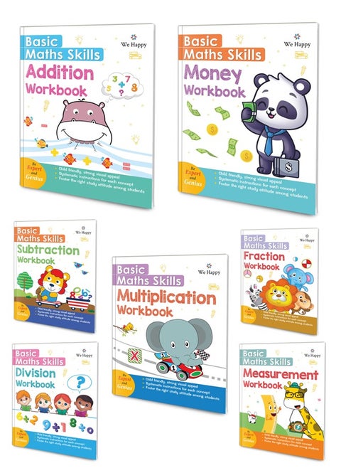 7 Pieces Set Basic Math Skills Addition Subtraction Multiplication Division Fraction Measurement Money Creative Learning and Education Early Development Toy