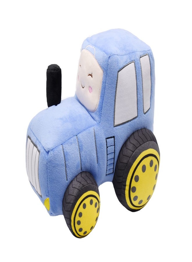 YONLIT Soft Plush Tractor Stuffed Truck Toy Super Cute Car Plushie Throw Pillow Excellent Gifts for Kids or Birthday Party 12 Inches (Blue) - Image 4