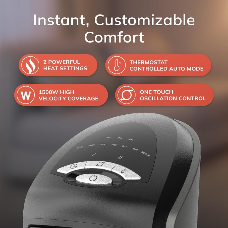 Lasko 1500W Ceramic Tower Space Heater with Remote, Thermostat, Timer & Widespread Oscillation, Portable Electric Heater for Indoor Use, Bedroom & Living Room, 751320 - Image 4