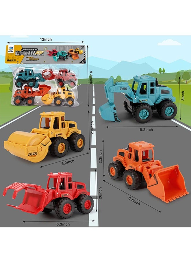 Muyixin ألعاب بناء للأولاد والبنات من عمر 3 سنوات، ألعاب شاحنة بناء تعمل بالاحتكاك، ألعاب رملية، شاحنات، حفارة، جرافة، مدحلة الطريق (4 عبوات ملونة) - Image 2