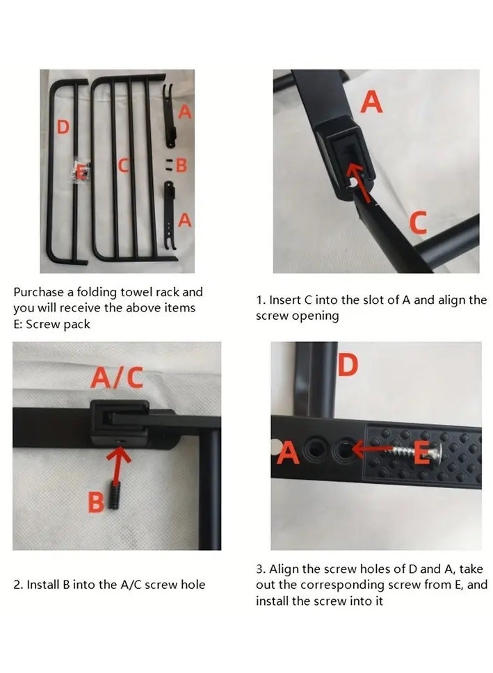 لوك رف معدني جداري من الألومنيوم للملابس والأدوات الشخصية , حامل قابل للطي بمستوي مزدوج وتعليقات على الأطراف,يوفر المساحة - مثبت على الجدار، رف منشفة قابل للطي مع خطافات للملابس والمناشف، مقاوم للصدأ، سعة 10 كجم - مثالي للحمام والمطبخ والشرفة 50 سماسود - Image 3