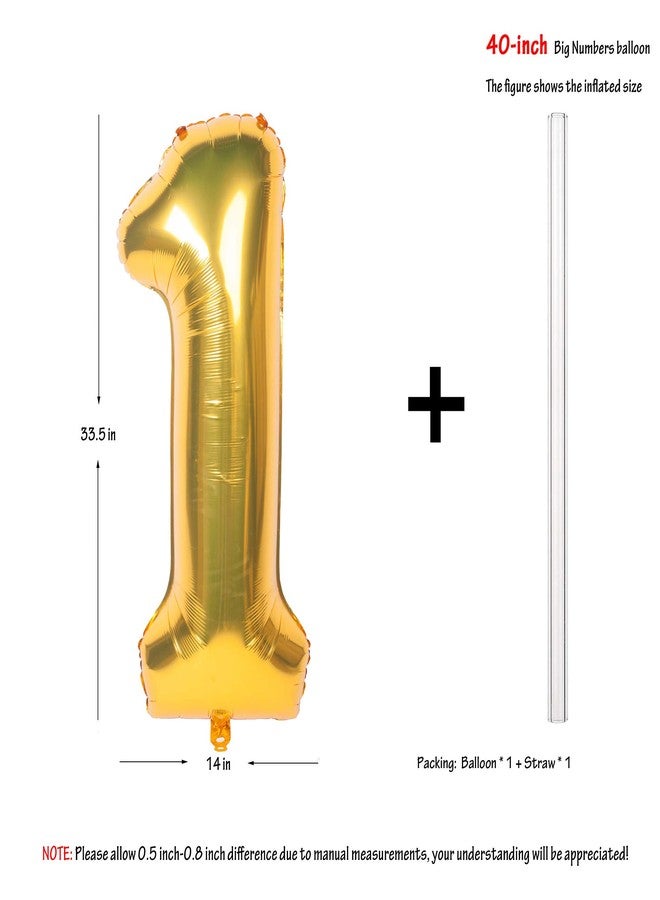 CHANGZHONG 40 Inch Large Gold Number Balloons 1 Aluminum Foil Mylar Big Number Balloons 0-9 Suitable for Gold Birthday Parties, Weddings and Anniversary Photography - Image 4