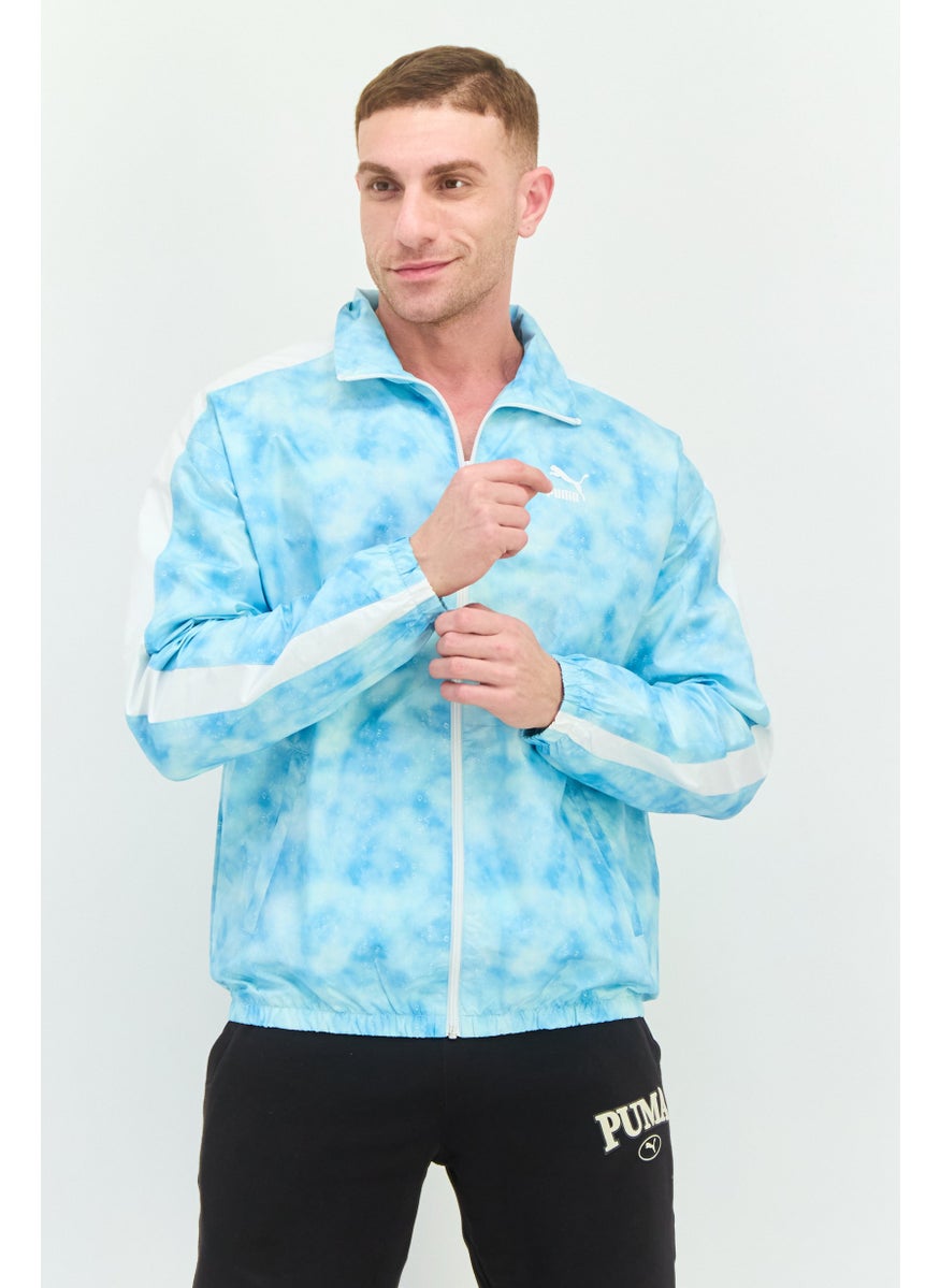 PUMA Men Sportswear Fit Long Sleeve Training Jacket, Aqua Blue/White  - Image 1