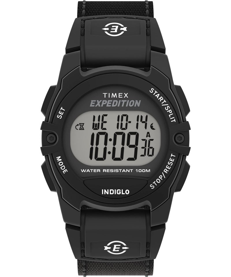 Timex Unisex Expedition CAT Midsize 33mm Watch - Black Strap Digital Dial Black Case - Image 1