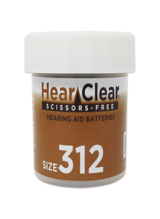 Hear Clear Size 312 PR41 1.45V Zinc Air Hearing Aid Batteries Brown Tab (60 Pack) [Scissor-Free Packaging] - Image 2