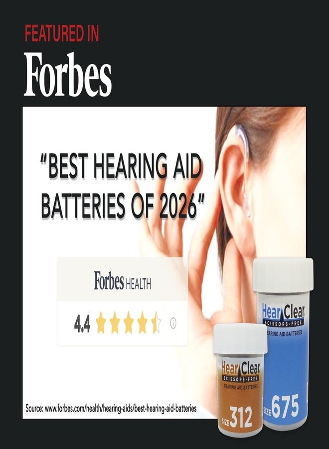 Hear Clear Size 312 PR41 1.45V Zinc Air Hearing Aid Batteries Brown Tab (60 Pack) [Scissor-Free Packaging] - Image 4