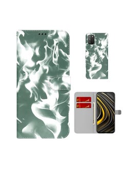 HuHa Case Cover For Xiaomi Poco M3 / Redmi 9 Power / Redmi 9T / Redmi Note 9 4G Cloud Fog Pattern Horizontal Flip Leather Case with Holder & Card Slot & Wallet Dark Green 