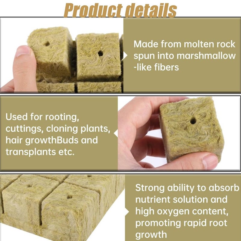 Meridian Gfamous 50‑Piece Rockwool Cubes 2.5 × 2.5 × 2.5 cm – Hydroponic Growing Blocks - CT - Image 4