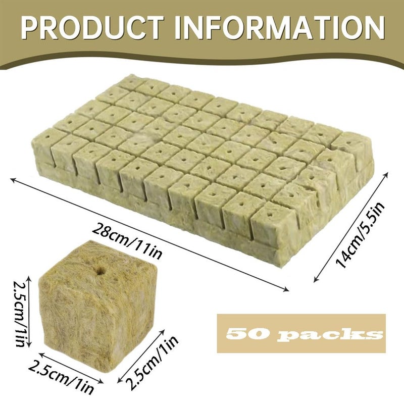 Meridian Gfamous 50‑Piece Rockwool Cubes 2.5 × 2.5 × 2.5 cm – Hydroponic Growing Blocks - CT - Image 2