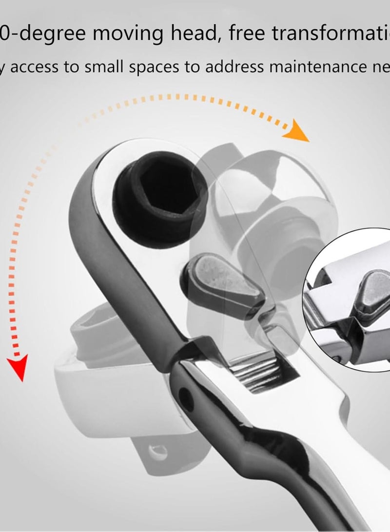 GGOOT 180 Degree Flexible Head Ratchet Wrench Steel Combination Spanner Key Wrench Hardware Hand Tool - Image 5