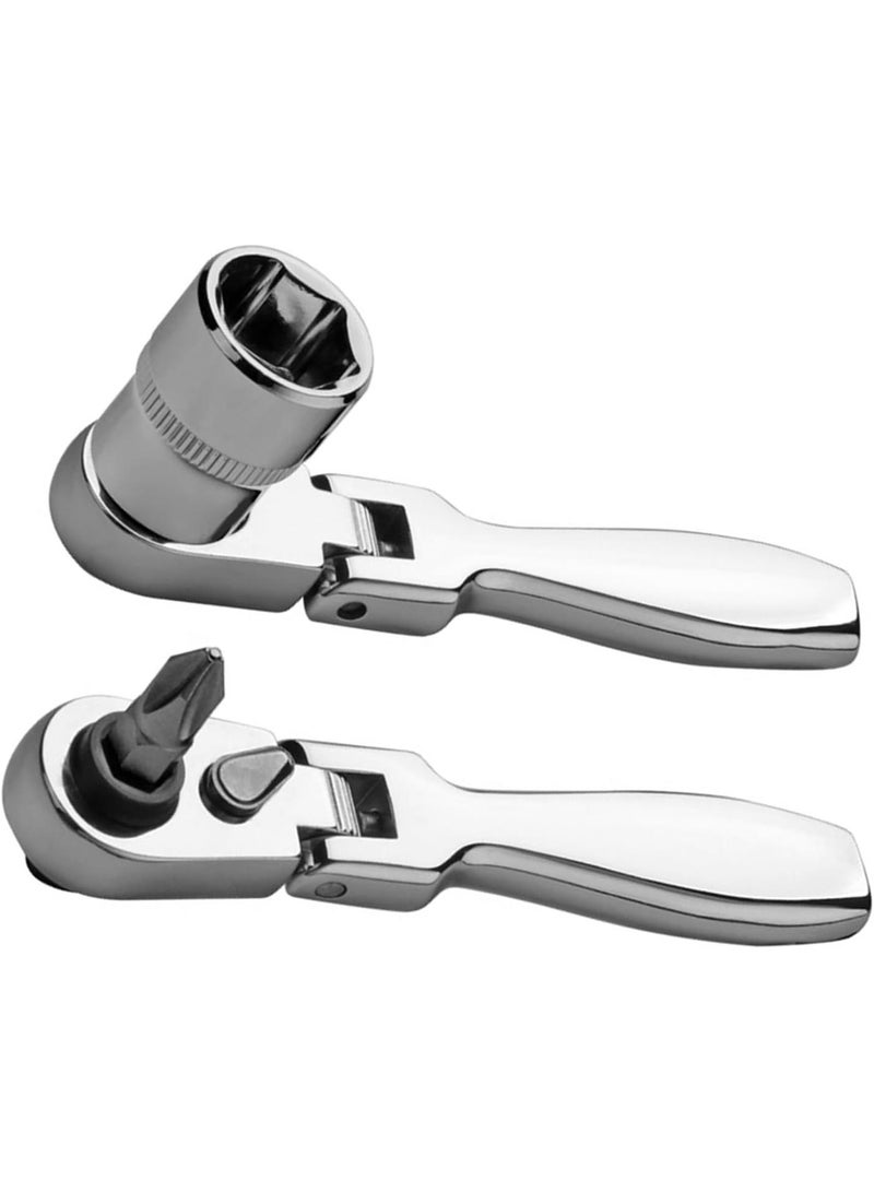 GGOOT 180 Degree Flexible Head Ratchet Wrench Steel Combination Spanner Key Wrench Hardware Hand Tool - Image 2