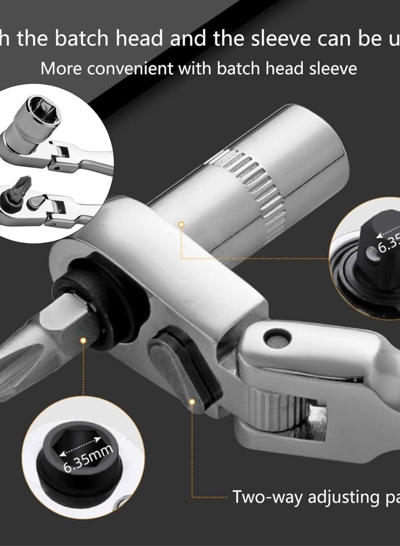 GGOOT 180 Degree Flexible Head Ratchet Wrench Steel Combination Spanner Key Wrench Hardware Hand Tool - Image 4