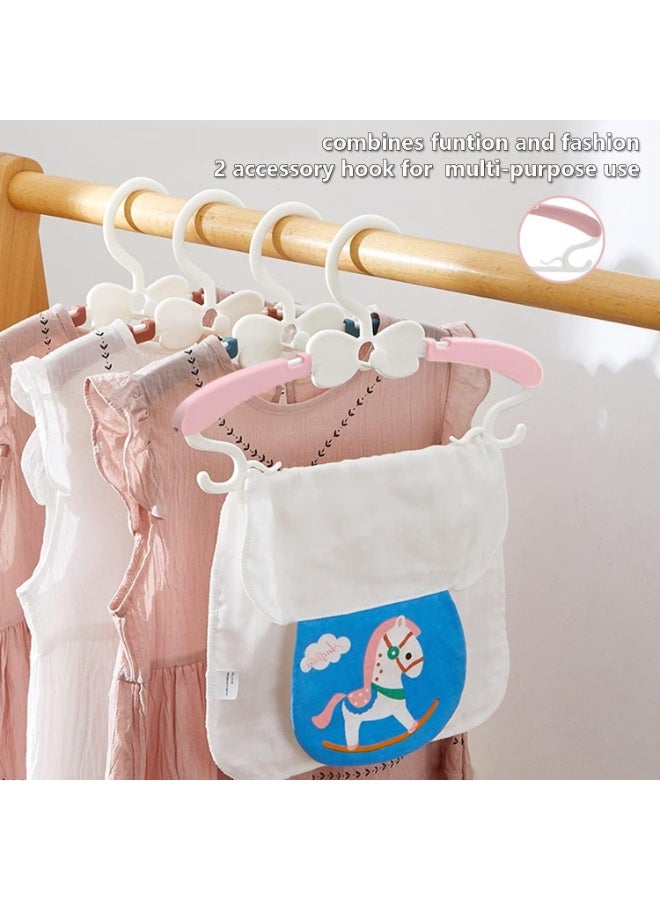 INSIJAM 20pcs Baby Hangers for Kids Clothes Closet Non-Slip Adjustable Infant Baby Coat Hangers Extendable Toddler Hanger for Children Girl Non-Slip Pink Nursery Hanger with White Bow - Image 4