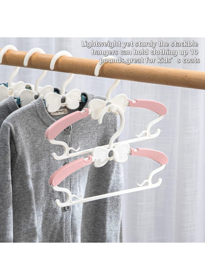 INSIJAM 20pcs Baby Hangers for Kids Clothes Closet Non-Slip Adjustable Infant Baby Coat Hangers Extendable Toddler Hanger for Children Girl Non-Slip Pink Nursery Hanger with White Bow - Image 2