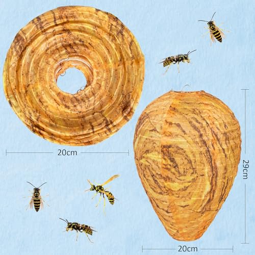 Stingmon 3 Pack Fake Wasp Nest Decoy Hanging Waterproof Fake Hornet Nest Decoy Carpenter Bee Deterrent Wasps Trap Wasp Deterrent Outdoor Yellow Jacket Carpenter Bee Traps for Outsides Garden Patio - Image 3