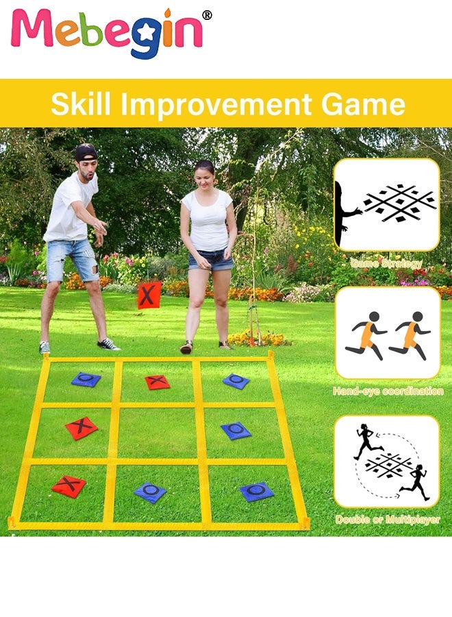 MEBEGIN Giant Tic Tac Toe Outdoor Games Set with 10PCS Bean Bags, Fun Bean Bag Toss Game, Creative 2-Player Game, Suitable for Backyard, Party, Lawn, School and Outside Activities - Image 4