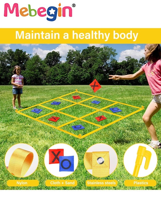 MEBEGIN Giant Tic Tac Toe Outdoor Games Set with 10PCS Bean Bags, Fun Bean Bag Toss Game, Creative 2-Player Game, Suitable for Backyard, Party, Lawn, School and Outside Activities - Image 3