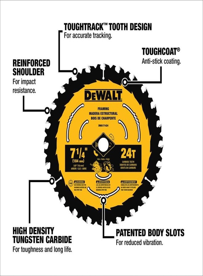 DEWALT Circular Saw Blade, 7 1/4 Inch, 24 Tooth, Wood Cutting, 3 Pack (DWA1714243) - Image 2