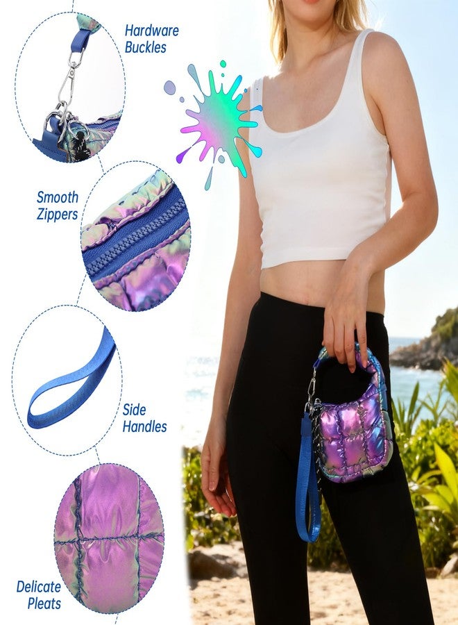 SUKUTU Mini Quilted Wristlet Bag for Women Cute Puffer Earphone Purse Bag Charm Pouch - Image 5