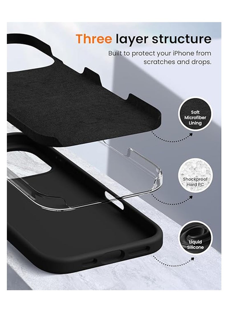 X-level Compatible with iPhone 16 Pro Case,Liquid Silicone Back Cover,Full Body Protective Cover,Shockproof Slim Phone Case Anti-Scratch Soft Microfiber Lining 6.3 inch Black  - Image 4