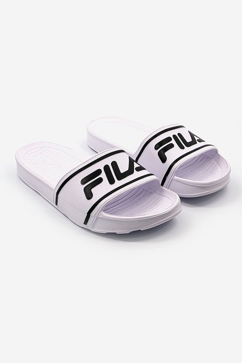 FILA Women Sleek Slide St Slipper, White and Black  - Image 1