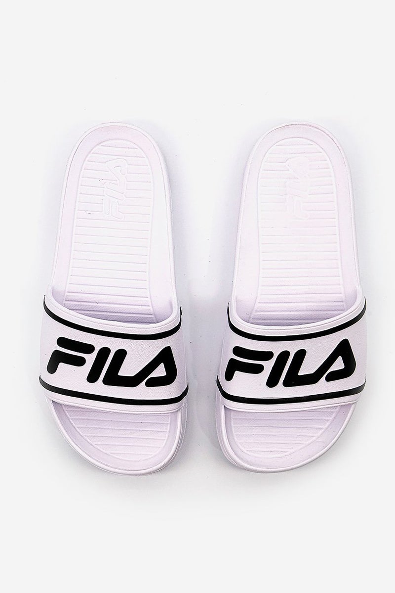 FILA Women Sleek Slide St Slipper, White and Black  - Image 4