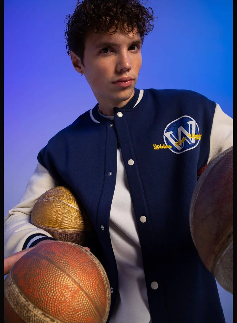 ديفاكتو Man NBA Golden State Warriors Licenced College Neck Long Sleeve Knitted Cardigan