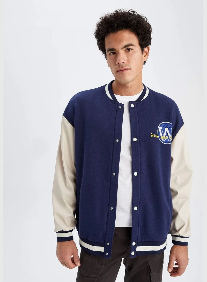 ديفاكتو Man NBA Golden State Warriors Licenced College Neck Long Sleeve Knitted Cardigan