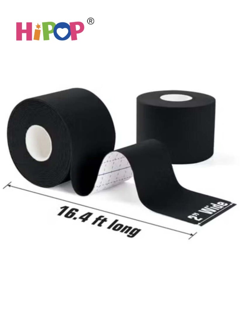 HIPOP 4 Rolls Kinesiology Tape, 16ft Elastic Sports Tape for Muscle Pain Relief & Joint Support, Waterproof Hypoallergenic Athletic Recovery Tape for Tennis, Football & Daily Use (Black) - Image 5