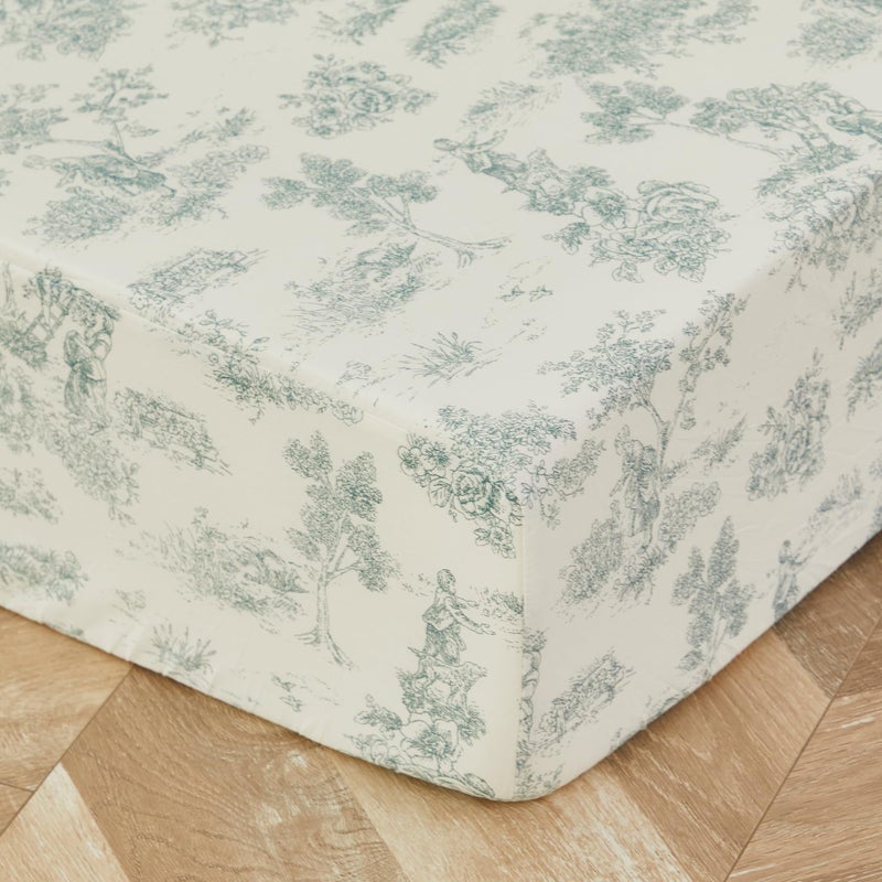 Brandream Baby Crib Sheets for Girls Boys, Fitted Crib Sheet for Standard Crib and Toddler Mattress, Super Soft 100% Cotton Baby Sheet French Country Toile Floral Print,Green - Image 1