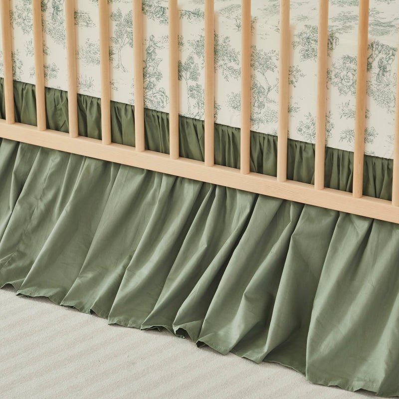 Brandream Baby Crib Sheets for Girls Boys, Fitted Crib Sheet for Standard Crib and Toddler Mattress, Super Soft 100% Cotton Baby Sheet French Country Toile Floral Print,Green - Image 2