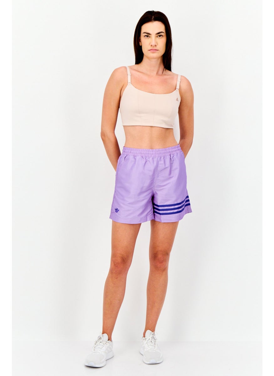 adidas Originals Women Sportswear Fit Brand Logo Training Short, Purple  - Image 4