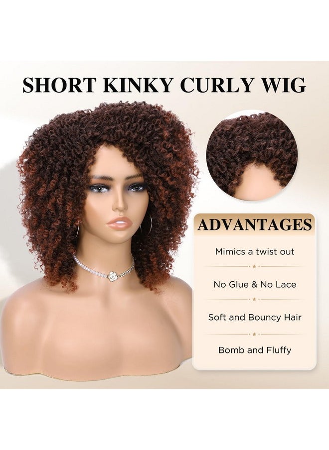 Hanne Fashion Short Kinky Curly Wigs Side Part Wig Afro Bomb Curly Wig African American Wigs Heat Resistant Fiber Kinky Synthetic Full Wigs For Black Women (1B/350#) 