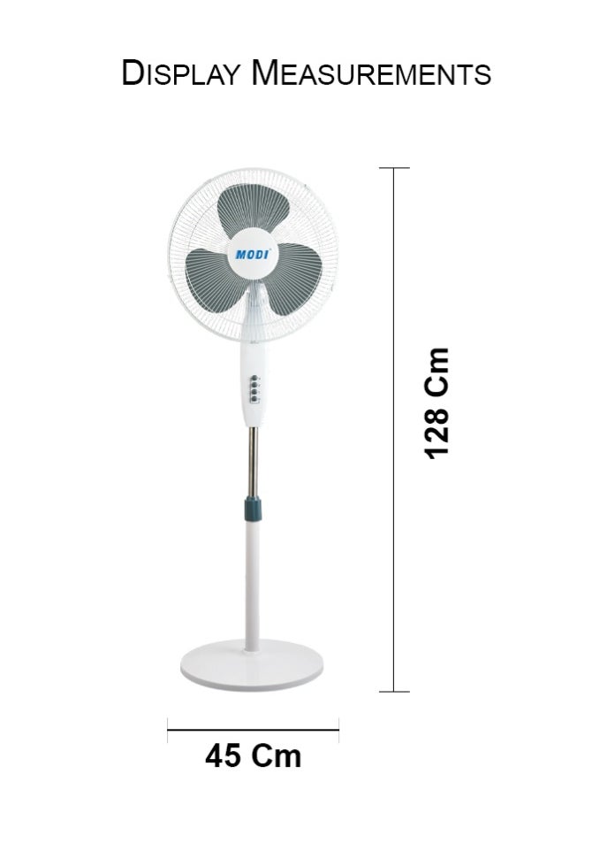 MODI Pedestal Stand Fan with 3 Wind Speeds Height Adjustable for Home and Office  - Image 2