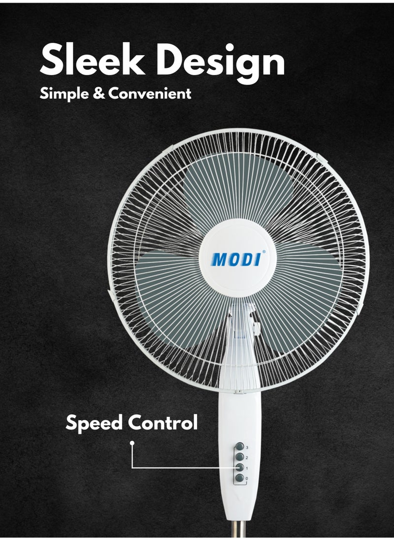 MODI Pedestal Stand Fan with 3 Wind Speeds Height Adjustable for Home and Office  - Image 5