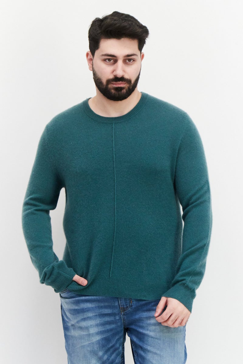 ATM Anthony Thomas Melillo Men Crew Neck Long Sleeves Knitted Sweater, Green - Image 1
