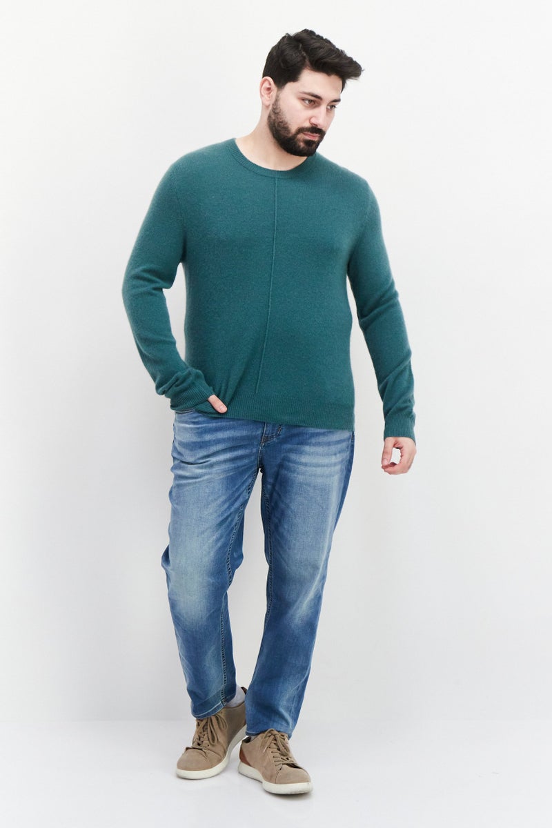 ATM Anthony Thomas Melillo Men Crew Neck Long Sleeves Knitted Sweater, Green - Image 2