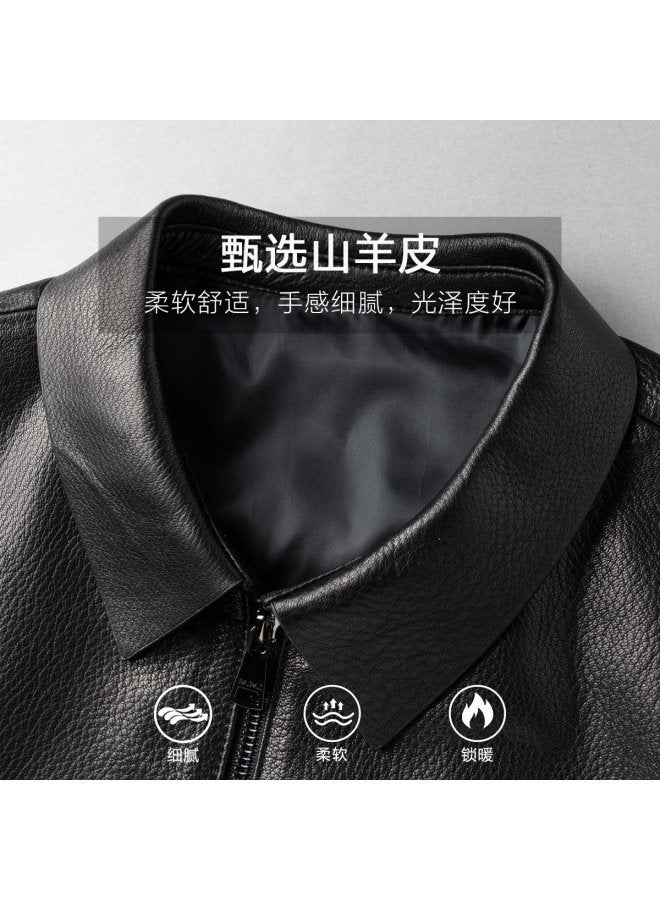 Fapai Business Casual Lapel Genuine Goatskin Leather Jacket Men's Leather Jacket - Image 4