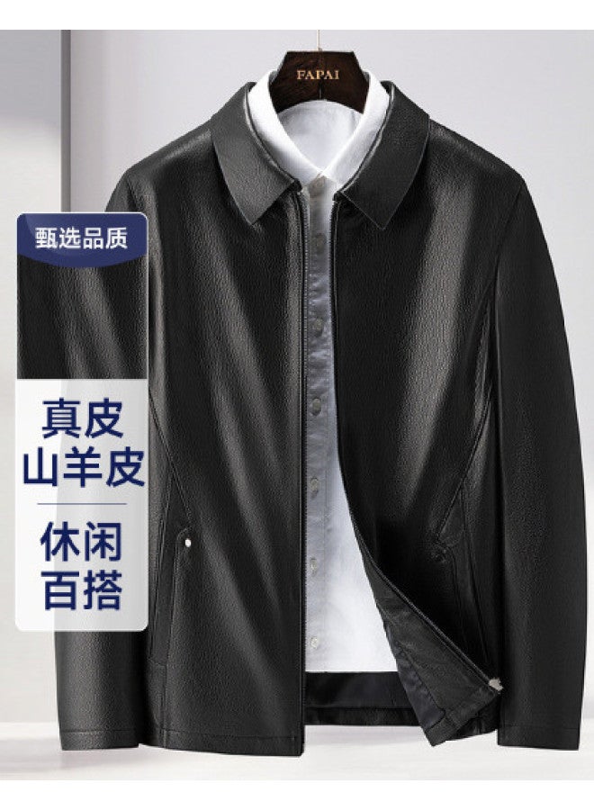 Fapai Business Casual Lapel Genuine Goatskin Leather Jacket Men's Leather Jacket - Image 1